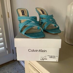 NEW Nine West Heeled Mule, Teal, size 8
